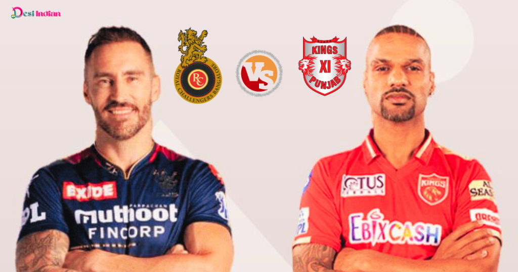 Two men in red and blue shirts standing next to each other. RCB vs PBKS: Accurate IPL match predictions.