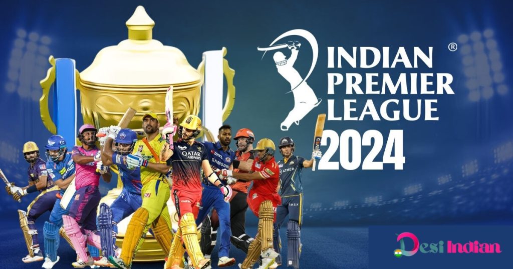 IPL logo surrounded by cricket players in action