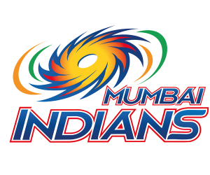 Version 1: Logo of Mumbai Indians cricket team featuring a blue and gold crest with a cricket ball and team name.