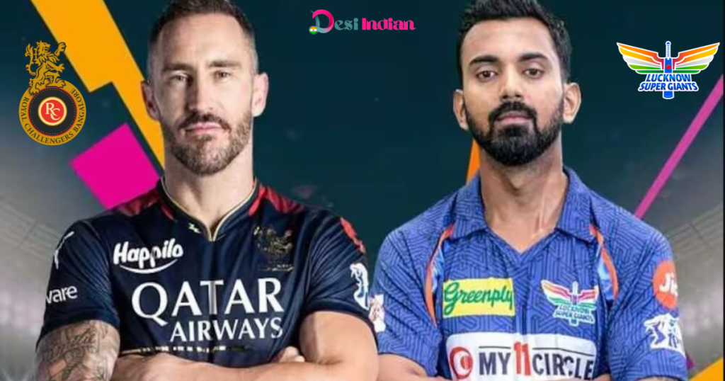 Two men in blue and red shirts standing next to each other. IPL Match Prediction: Can RCB Overcome LSG's Challenge?