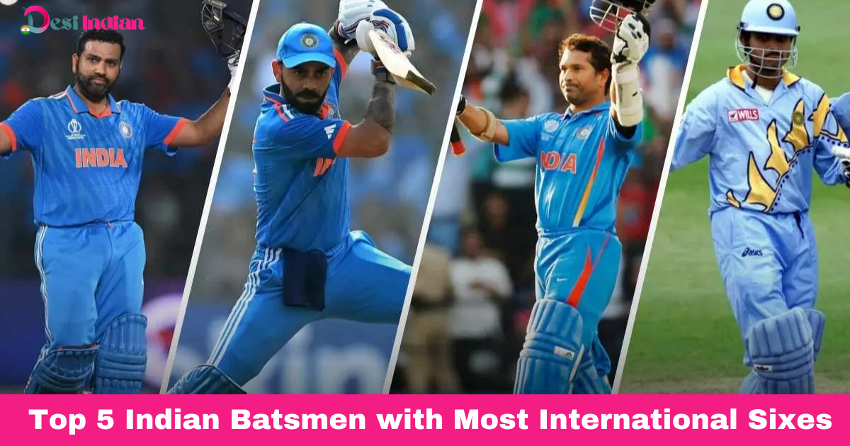 Image of top 5 Indian batsmen with most international sixes.